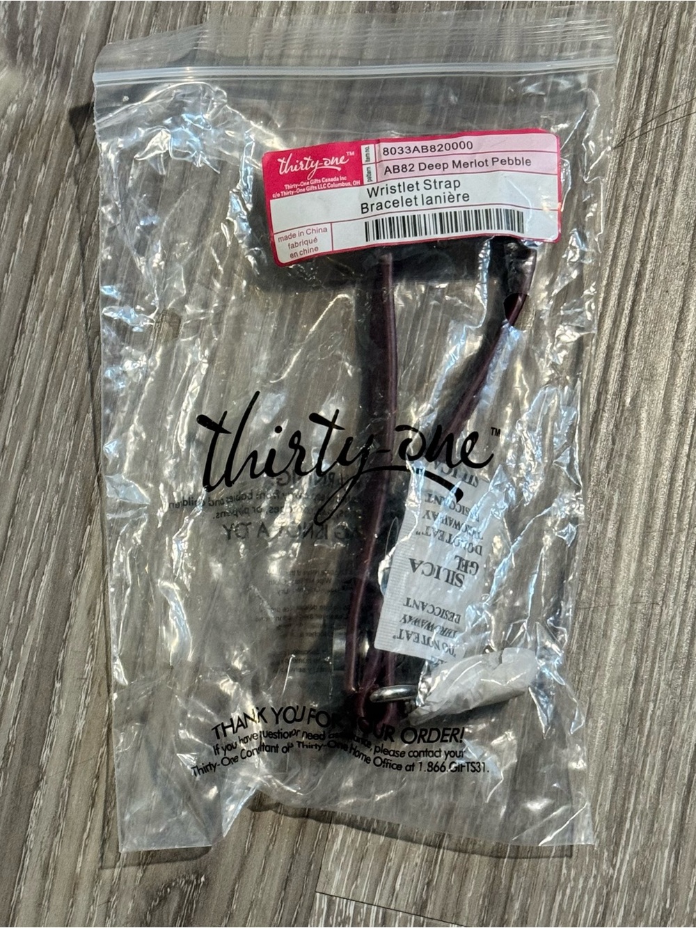 thirty-one Deep Merlot Pebble Wristlet Strap